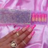 neon pink flame press on