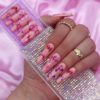 pink butterfly press ons